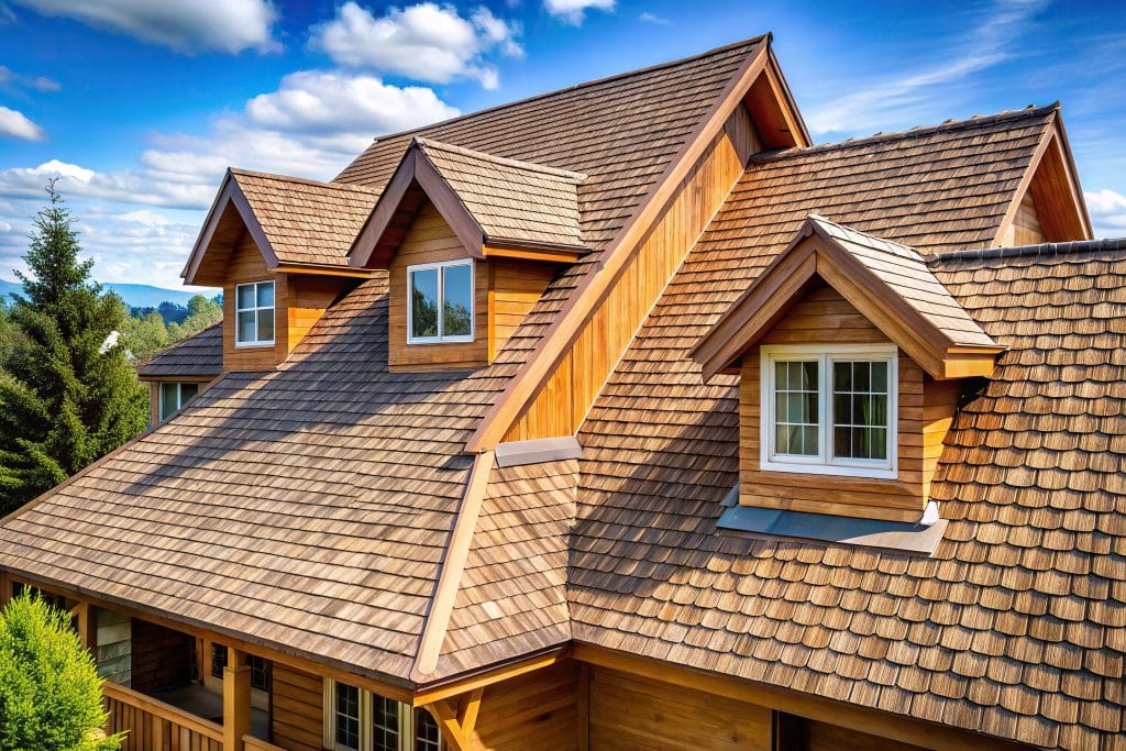 House with cedar shake roof shingles | North Dakota Roofing Contractor